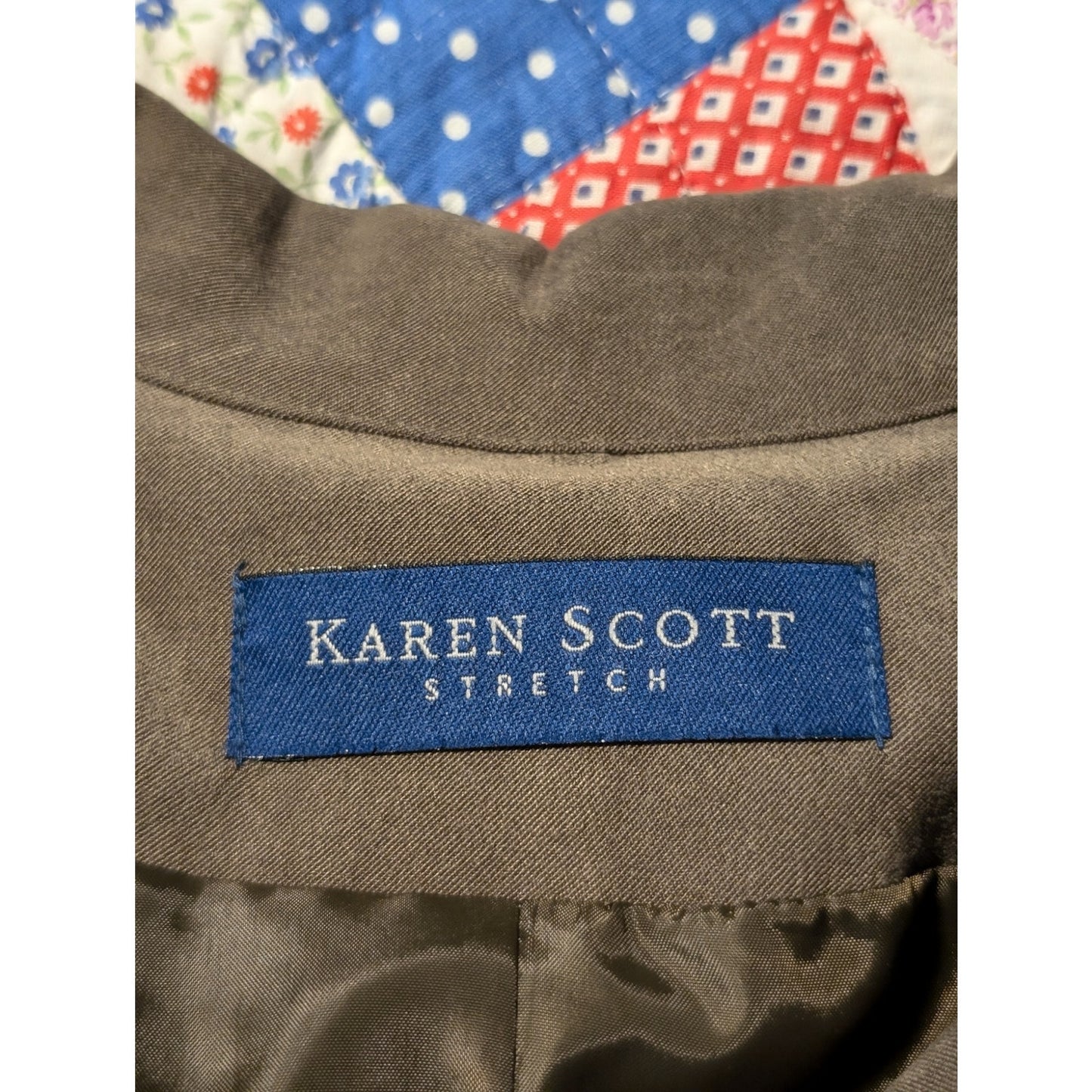 NWT Karen Scott Brushed Polyester Stretch Army Green Lined Blazer Womens Size 12