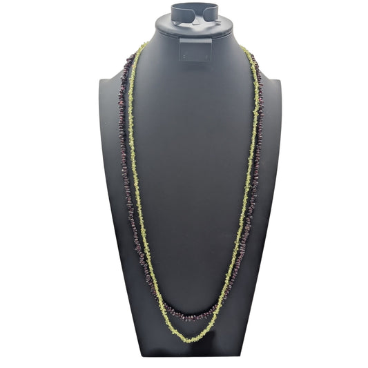 35" Peridot (August) Chip Bead Strand & 33" Garnet (January) Chip Bead Strand