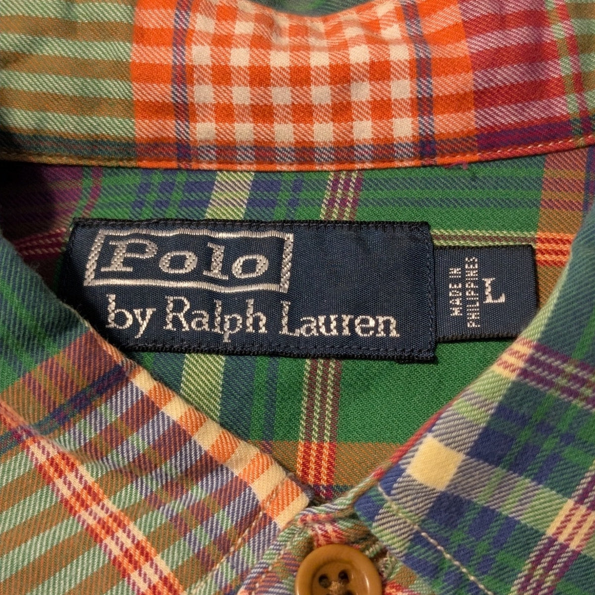 Vintage Polo by Ralph Lauren Green Plaid Button Down Shirt Mens Size L