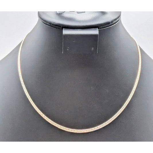 VTG 925 Sterling Silver Textured Diamond Cut Herringbone 3mm Chain 18" Necklace