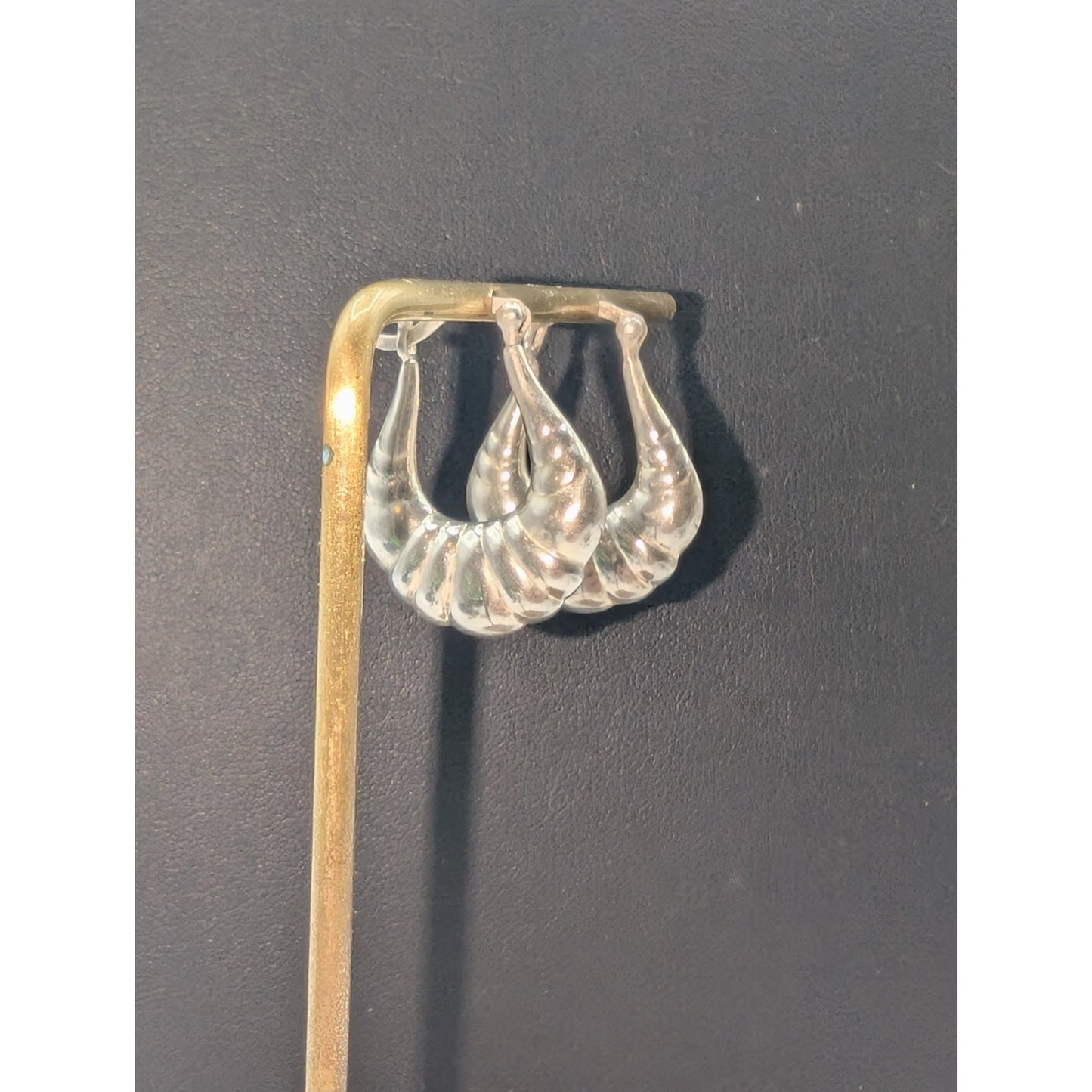 Vintage 925 Sterling Silver Shrimp Hoop Snap Down Earrings