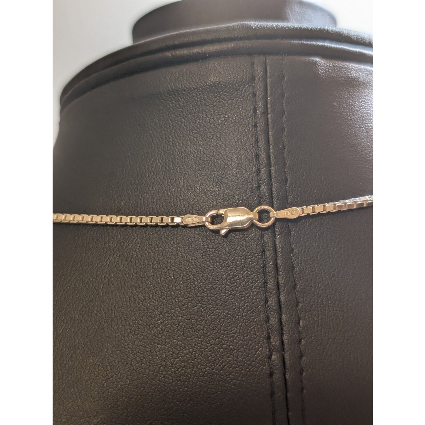 CZ Crystal Rondelle Bead 925 Italy Sterling Silver Box Chain 18" Necklace
