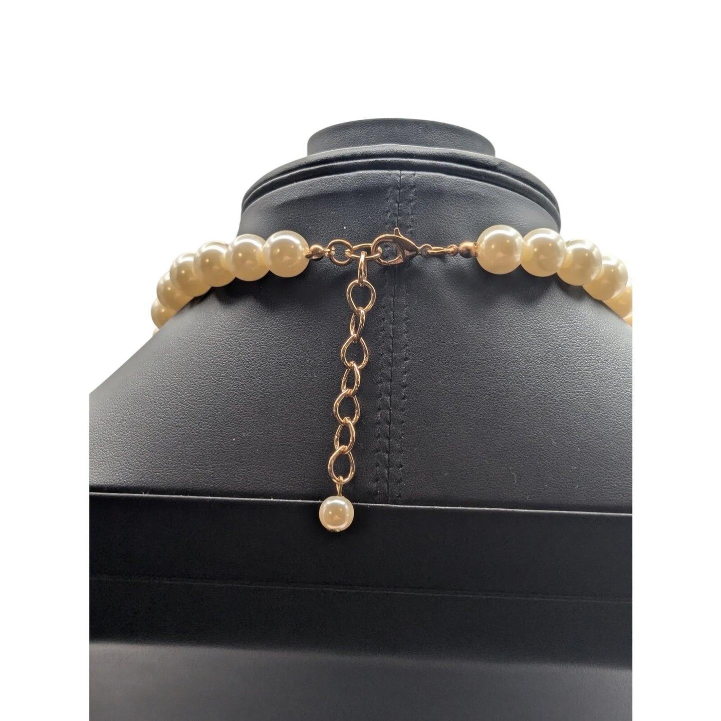 Huge Faux Pearl Statement 18"-21.5" Necklace