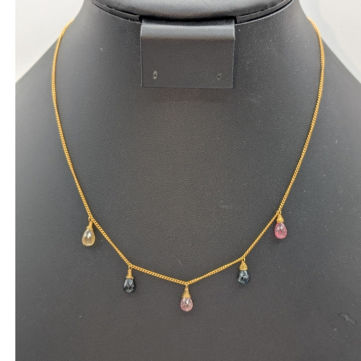 925 Sterling Vermeil Made in Bali Semi-Precious Gemstone Briolette Necklace