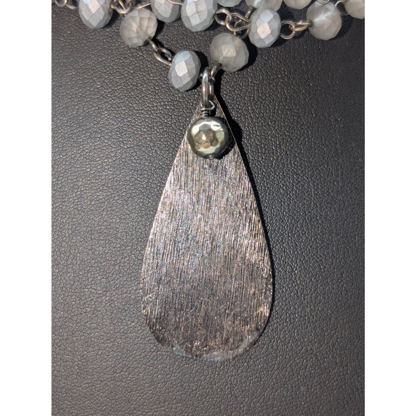 Lula N Lee Four Strand Smokey Gray Faceted Glass Bead Two Tone Pendant Necklace