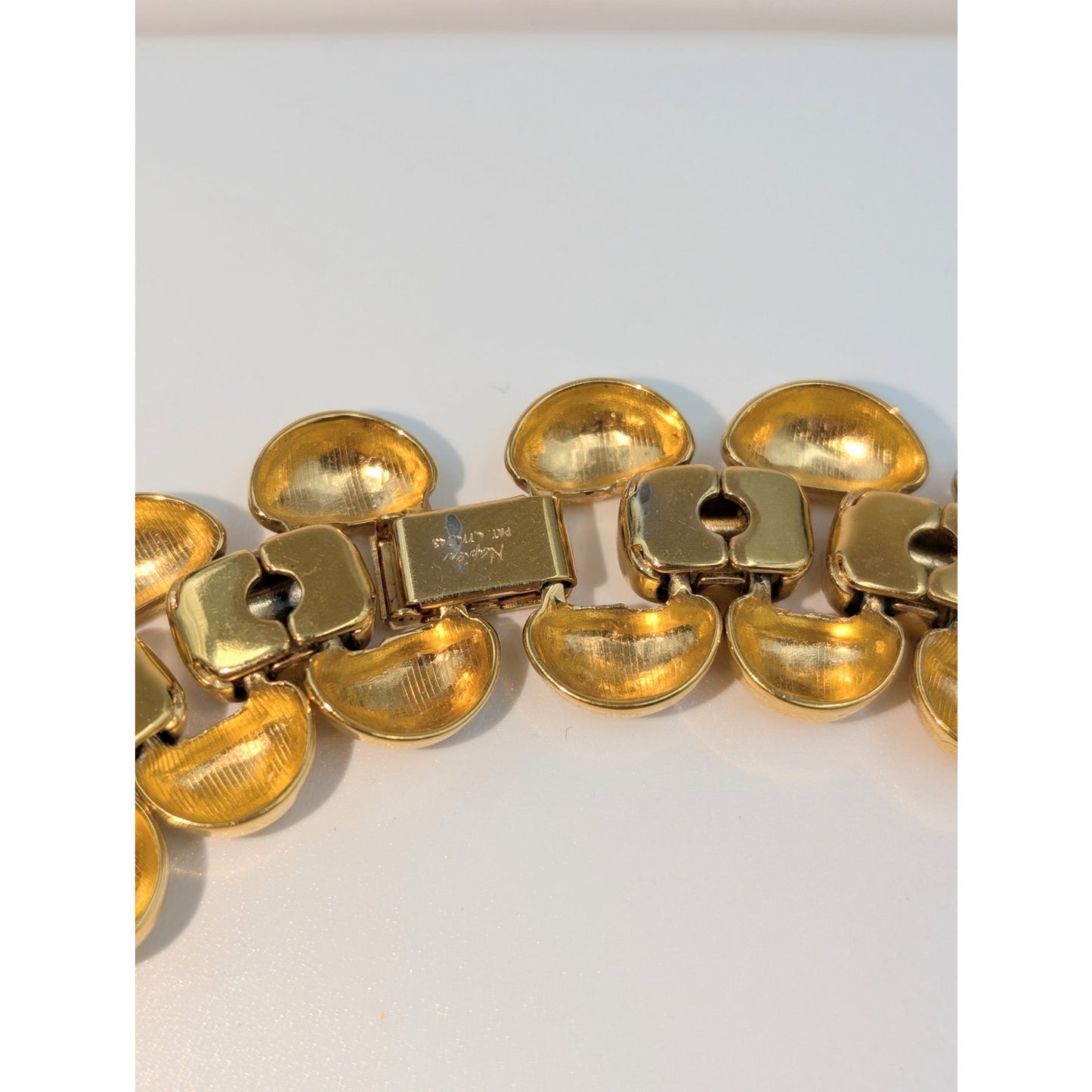 Vtg Napier Heavy Gold Plated Panther Link 1" Wide Fold Over Clasp 23" Necklace