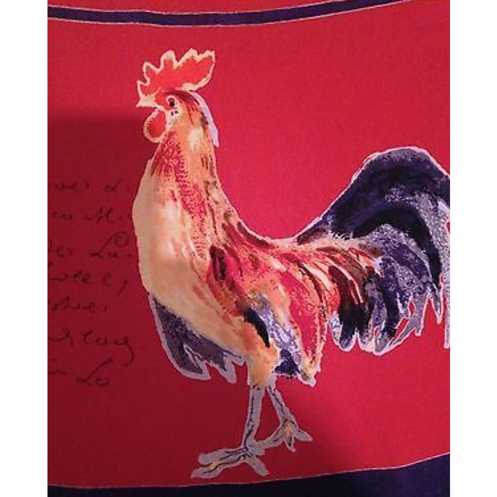 Williams Sonoma Red French Script Rooster 100% Cotton 70" Round Table Cloth