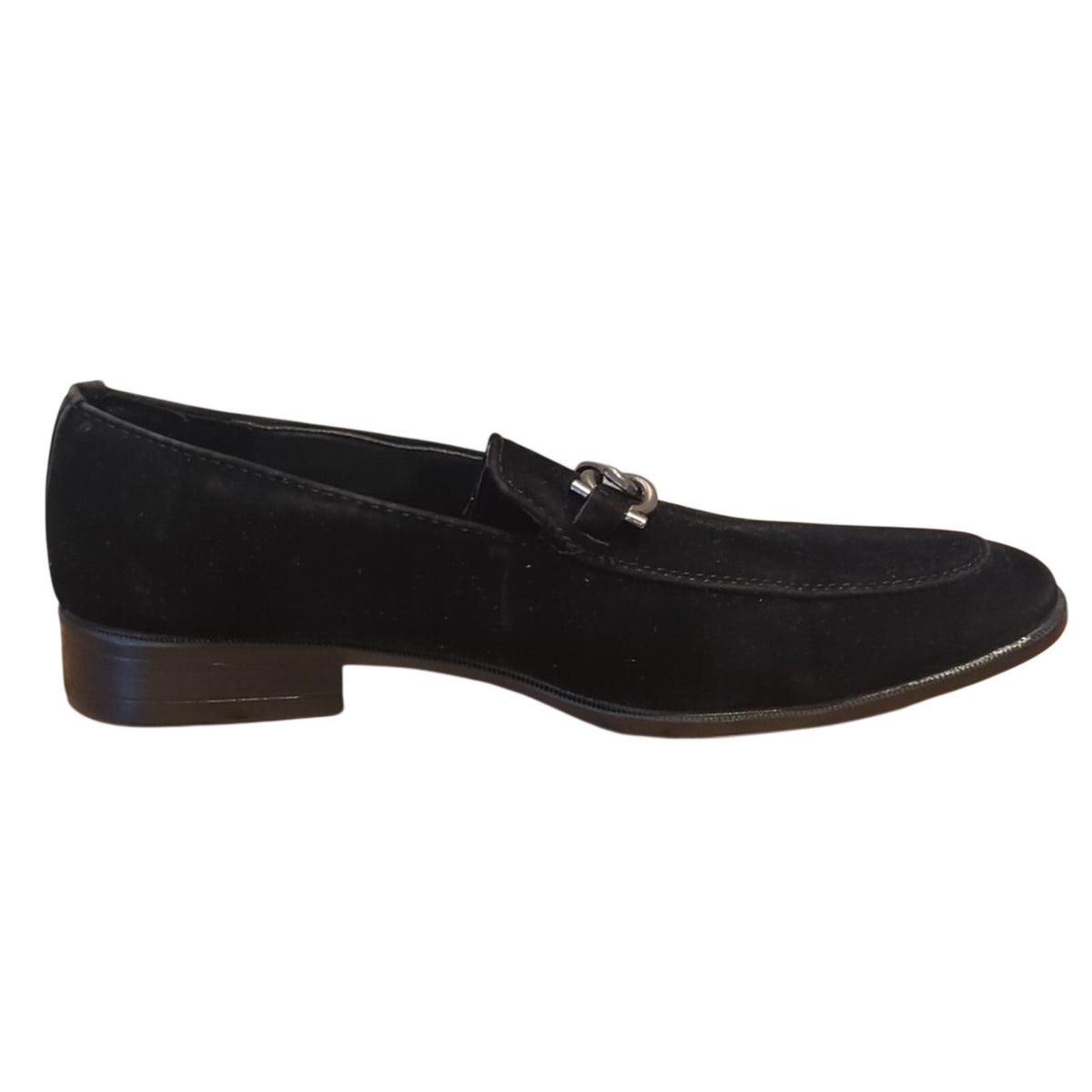Marco Vitale Collection Black Suede Silver Tone Chain Slide On Loafer Men's 7.5