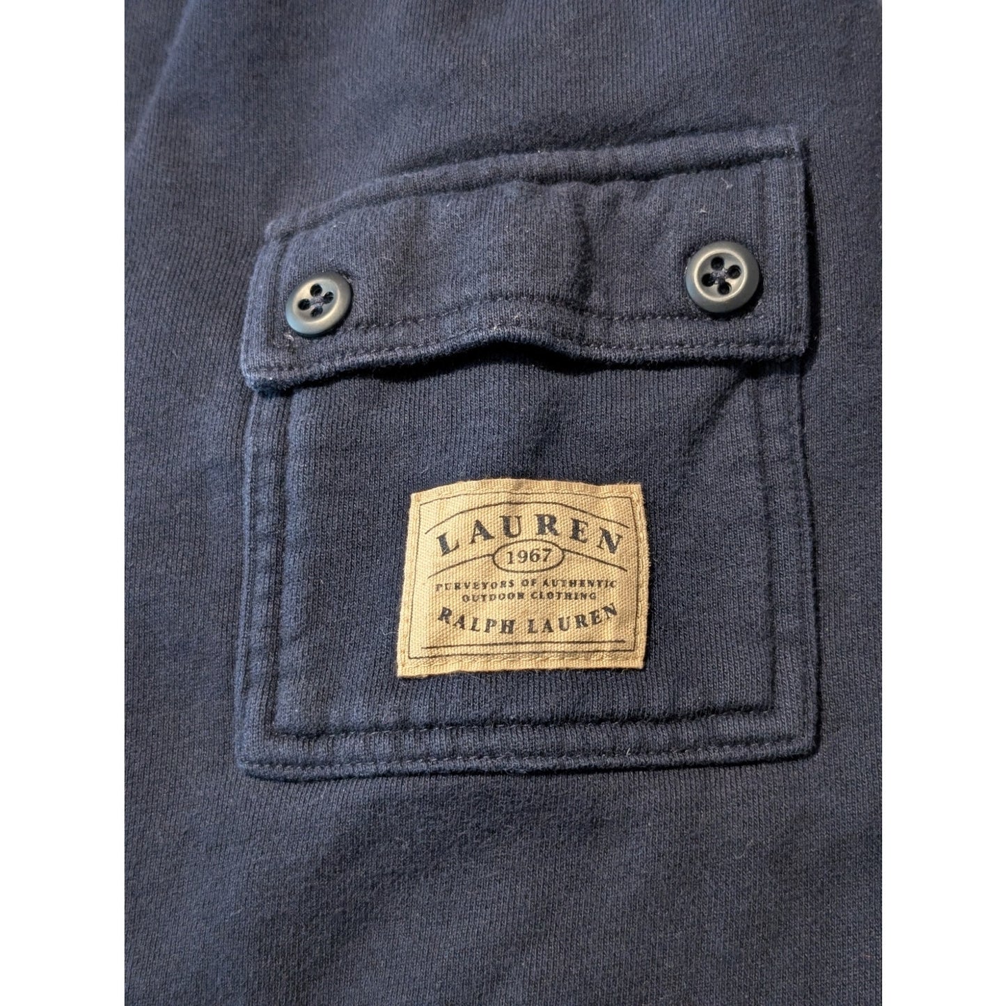 Vintage Lauren Ralph Lauren Navy Full Zip 100% Cotton Hoodie Women's Size L