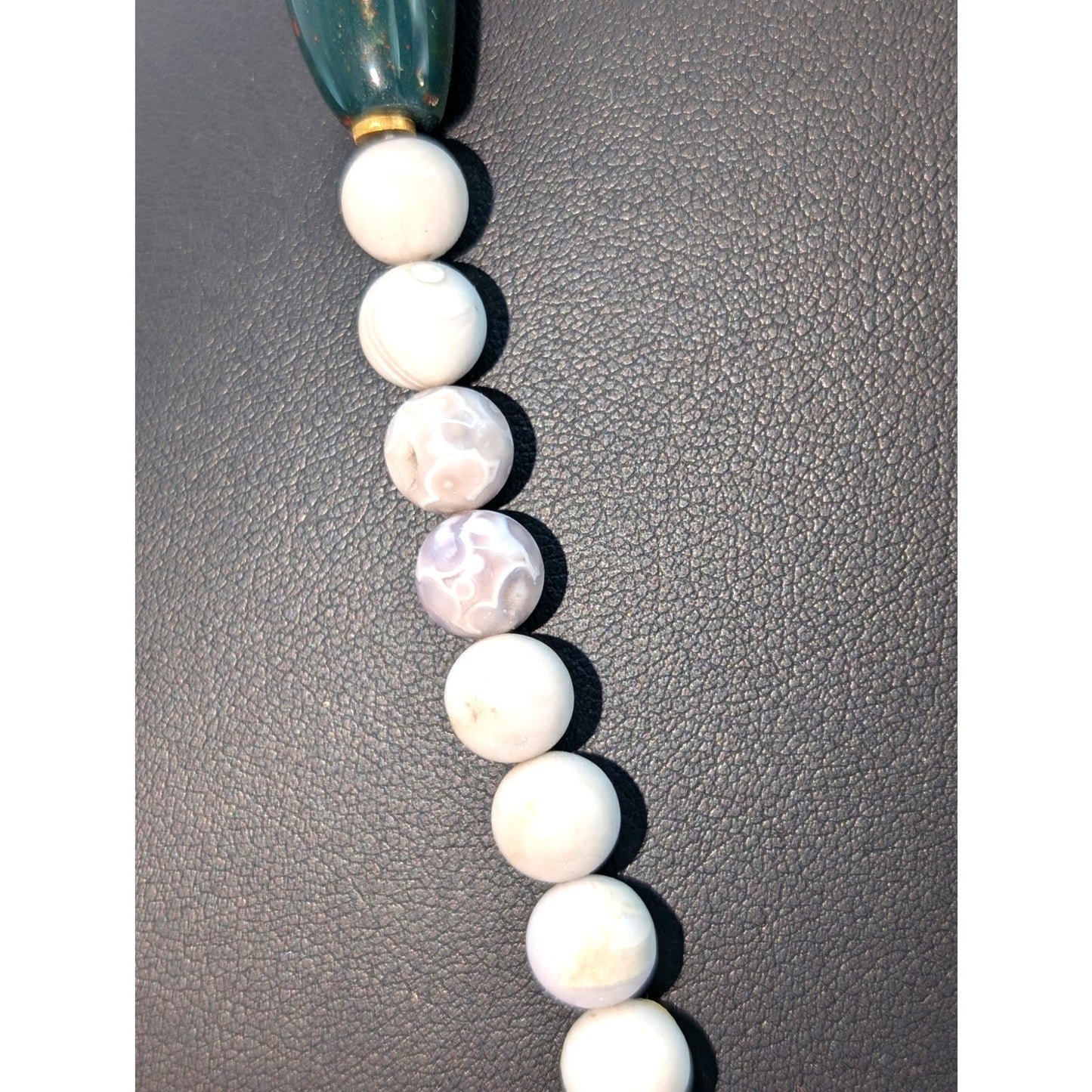 Vintage Jasper & Green Stone Beaded Patent Pending Gold Tone Clasp 26" Necklace