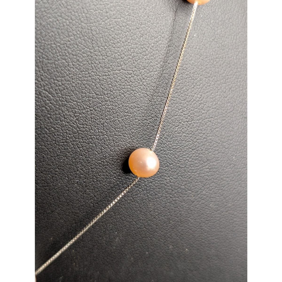 Vintage 925 Sterling Silver Floating Genuine Pearl 17.5" Necklace
