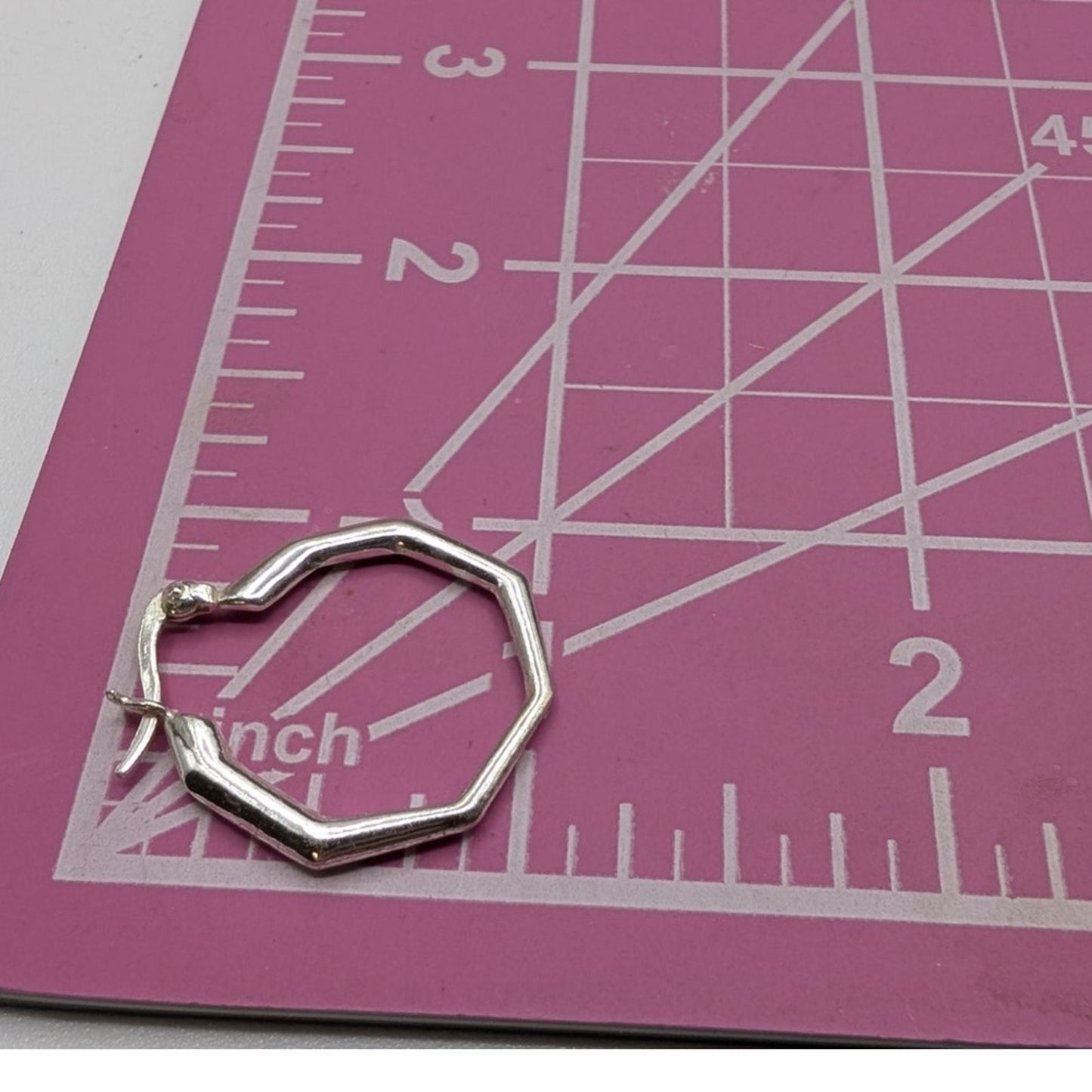 925 Sterling Silver Hexagon Hoop Earrings
