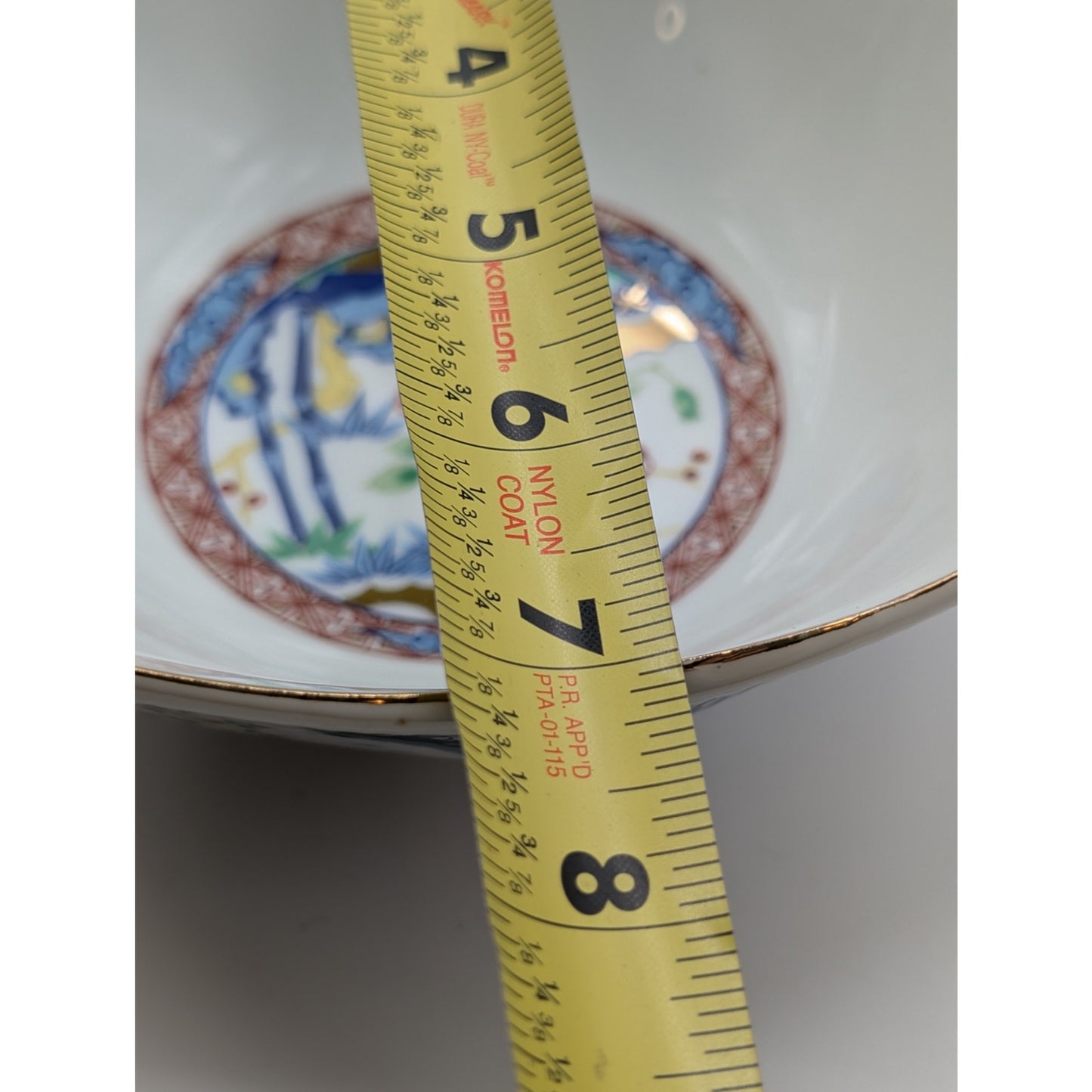 Vintage Japanese Hand Painted Porcelain Lotus Rice Bowl