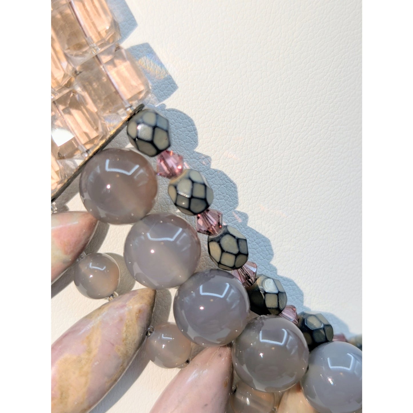 VTG Joshua Benbassat JBB Sterling 925 Stamped 16" Multi-Gem Rhodonite Necklace