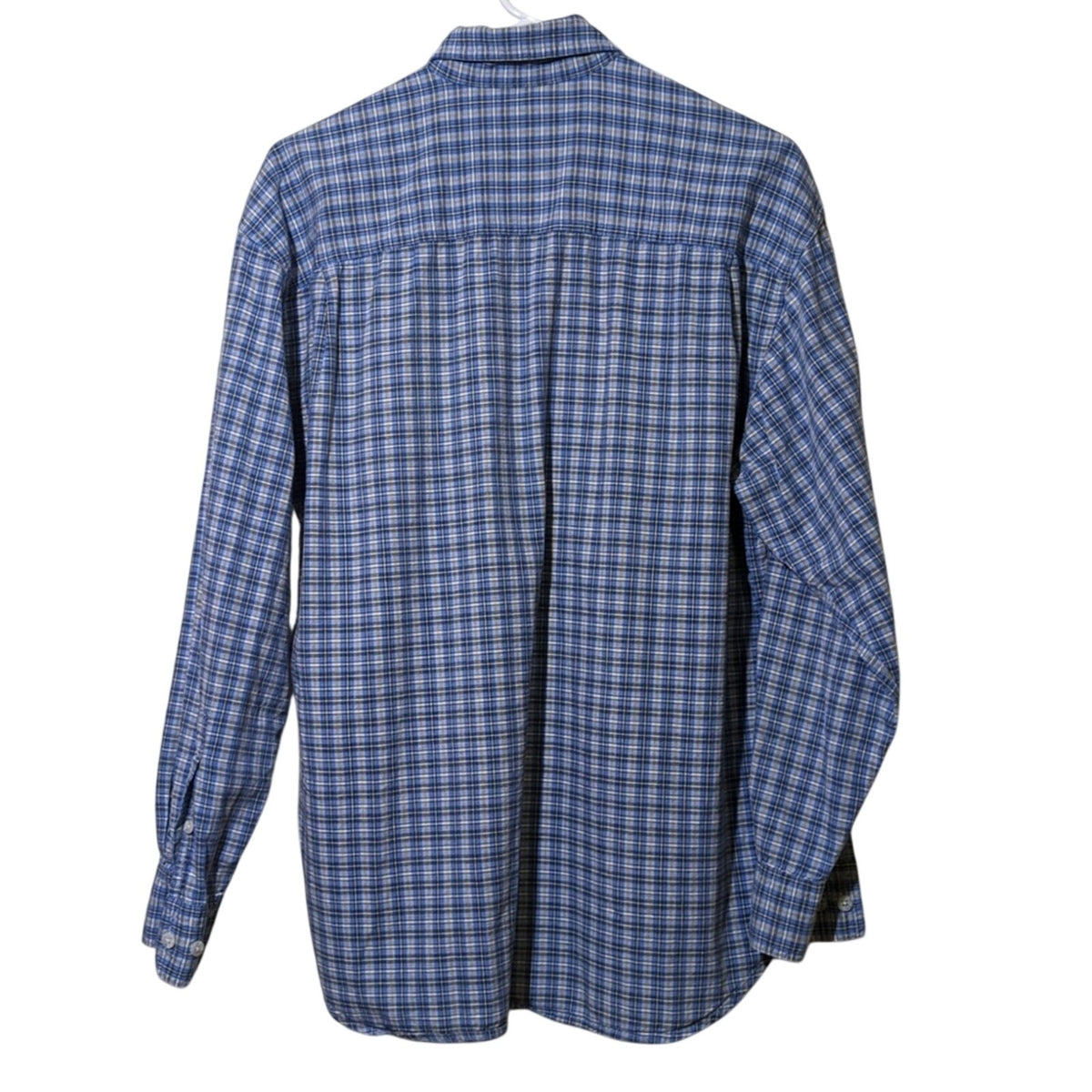BKLE Blue Plaid 100% Cotton Button Down Shirt Men's Size L