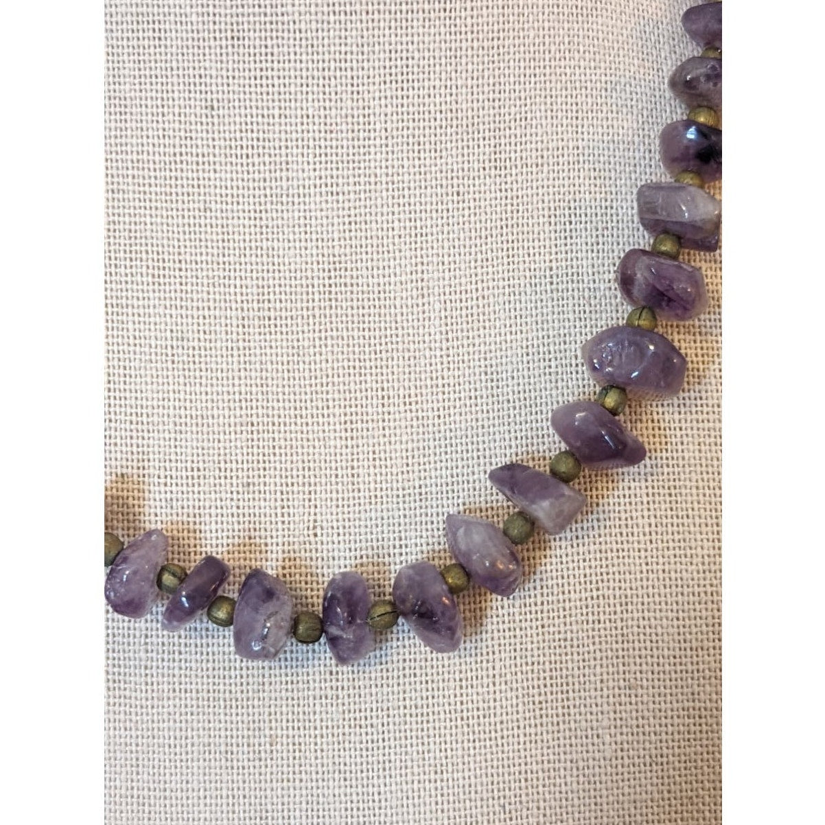 Vintage Natural Amethyst Chip Barrel Clasp 16" Necklace
