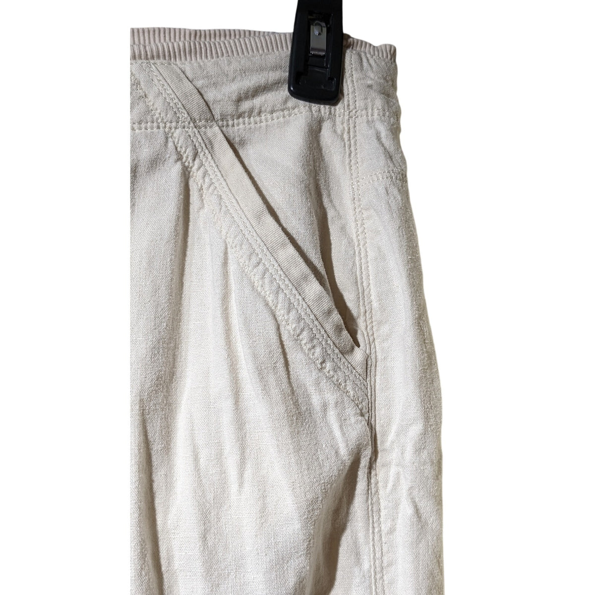 Sonoma Linen Blend Cream Draw String Pocket Wide Leg Pant Women's Sz 10