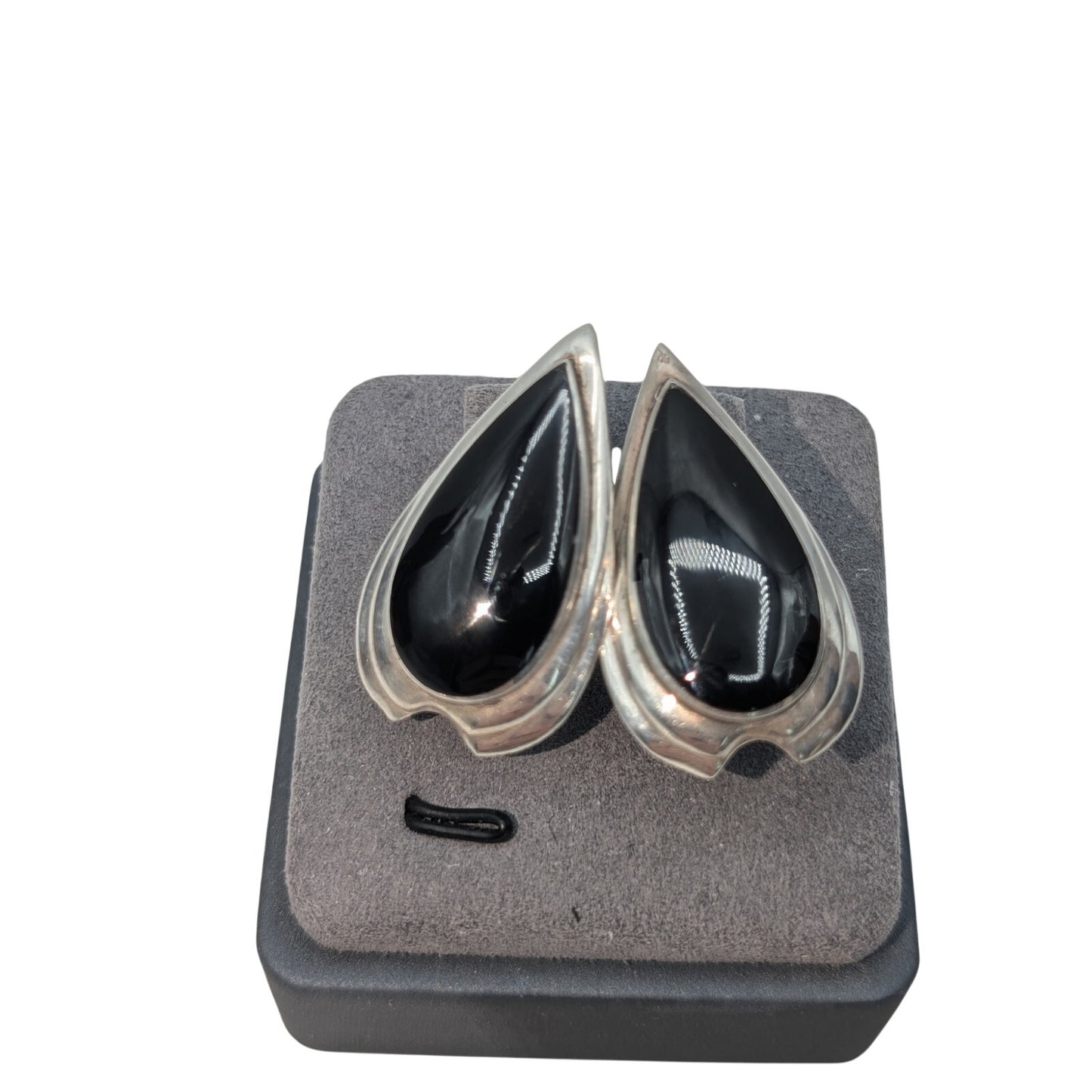 925 Sterling Silver Black Onyx Teardrop Post Earrings