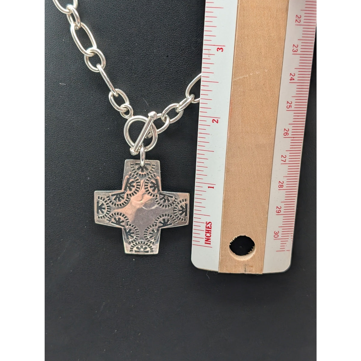 Silpada Virtuosity 925 Sterling Silver Cross Toggle Chain Link 17" Necklace