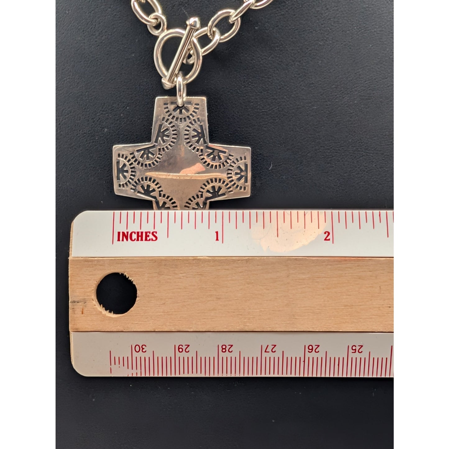 Silpada Virtuosity 925 Sterling Silver Cross Toggle Chain Link 17" Necklace