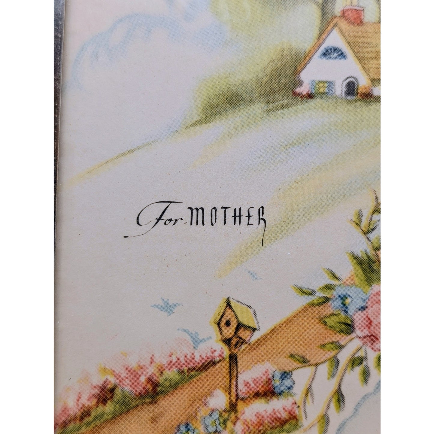 Vintage Poem to Mother 50's Framed My Love Cottage Greeting 7 x 5