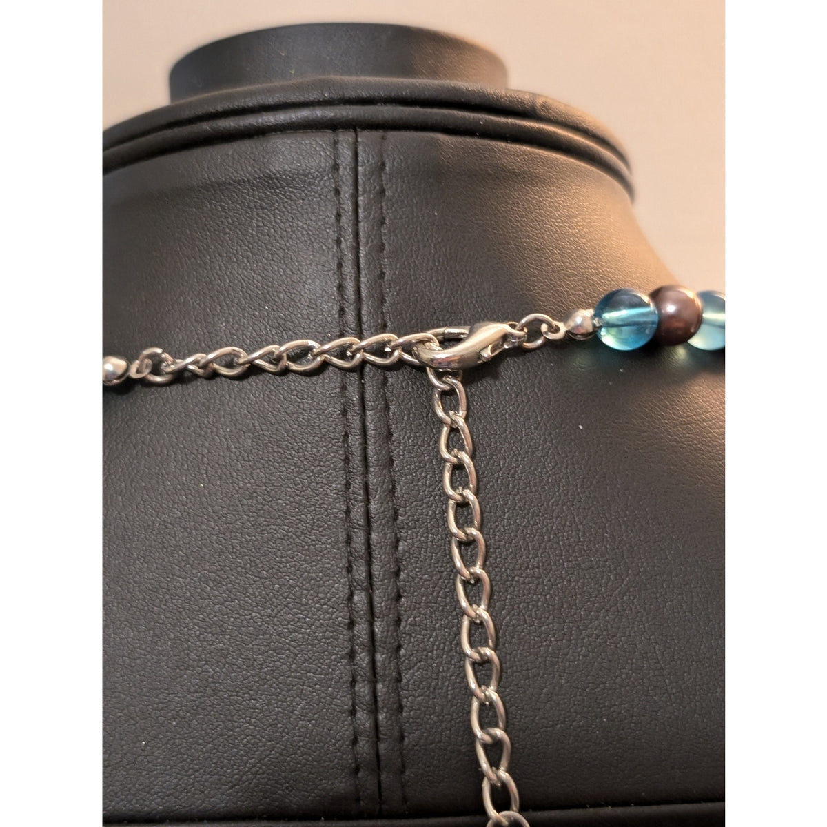 Chunky Faux Turquoise Amber Tiger Eye Black Onyx Beaded Necklace