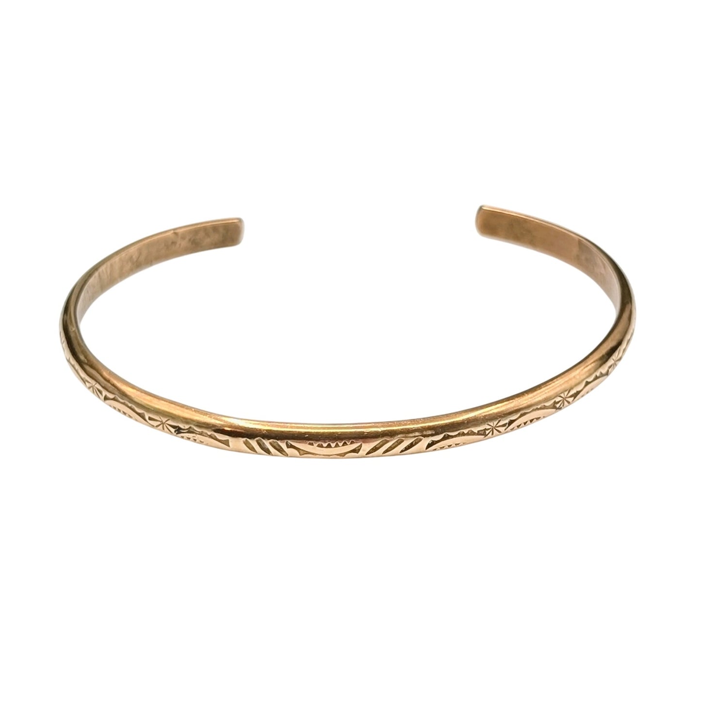Hina's Treasures Artisan Designed Lehua Moon Phase Gold Filled Cuff Bracelet