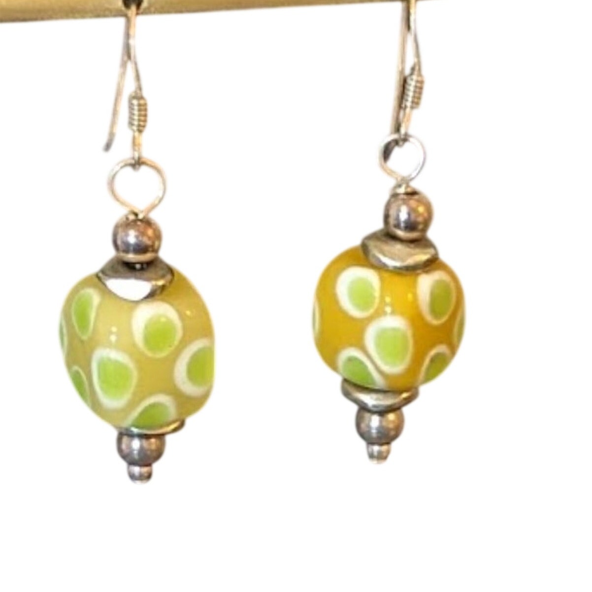 Two Pair of Yellow Earrings -- Hoops and 925 Fused Glass Dangles