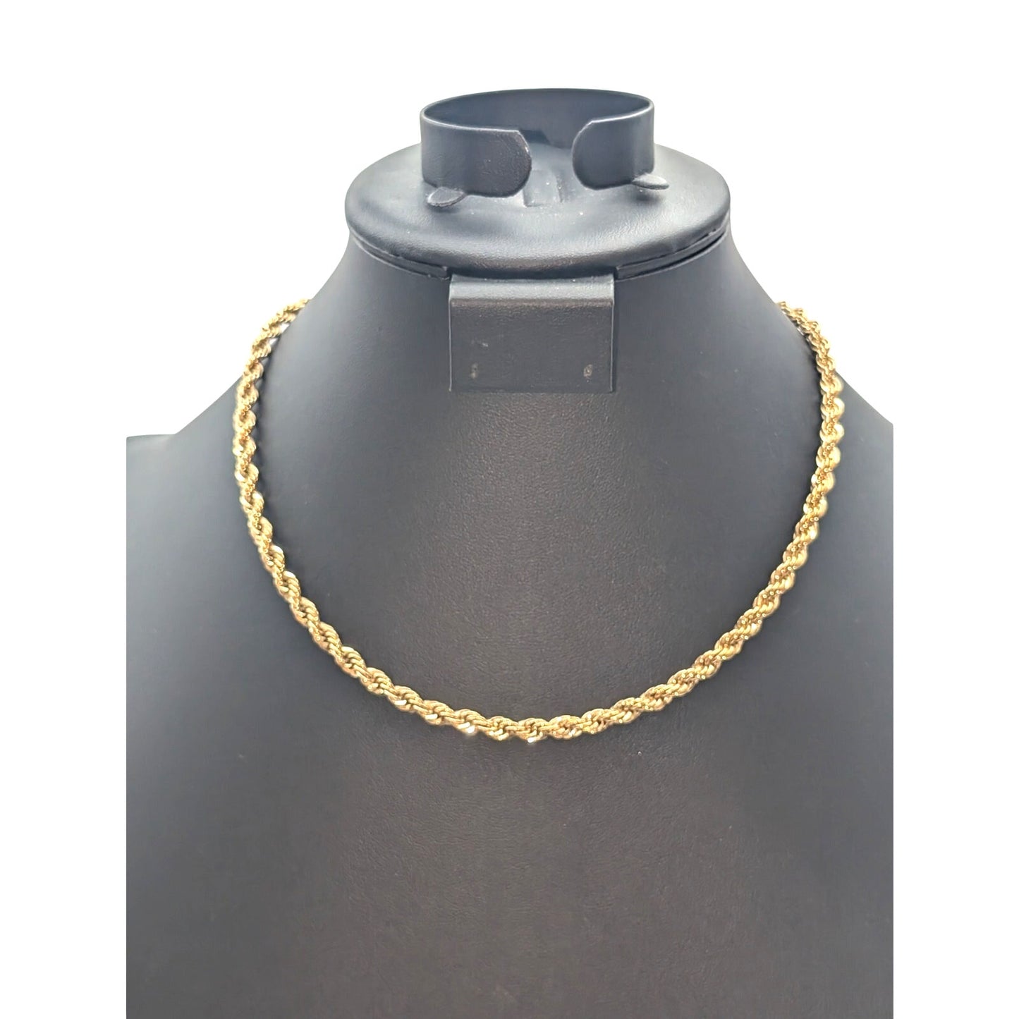 Vintage Marked 14 KGS Gold Tone 5mm Diamond Cut Rope Chain 18.25" Necklace