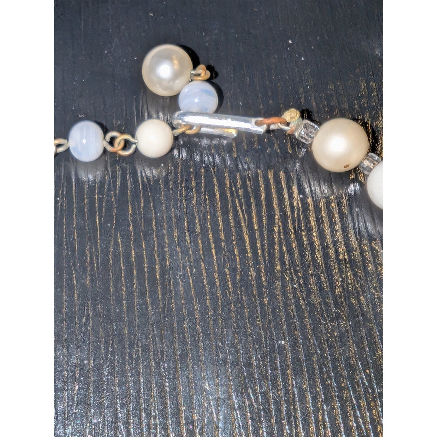 Lot of Two Vintage Glass Bead Glass Crystal Faux Pearl Necklaces