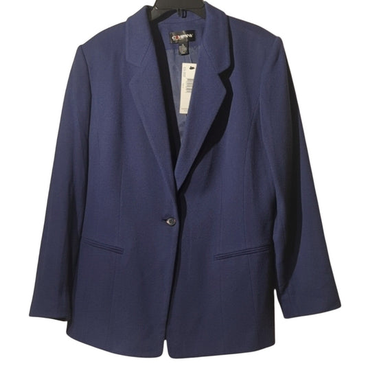 Company Ellen Tracy NWT Vintage Classic One Button Blazer in 'Midnight' Size 14