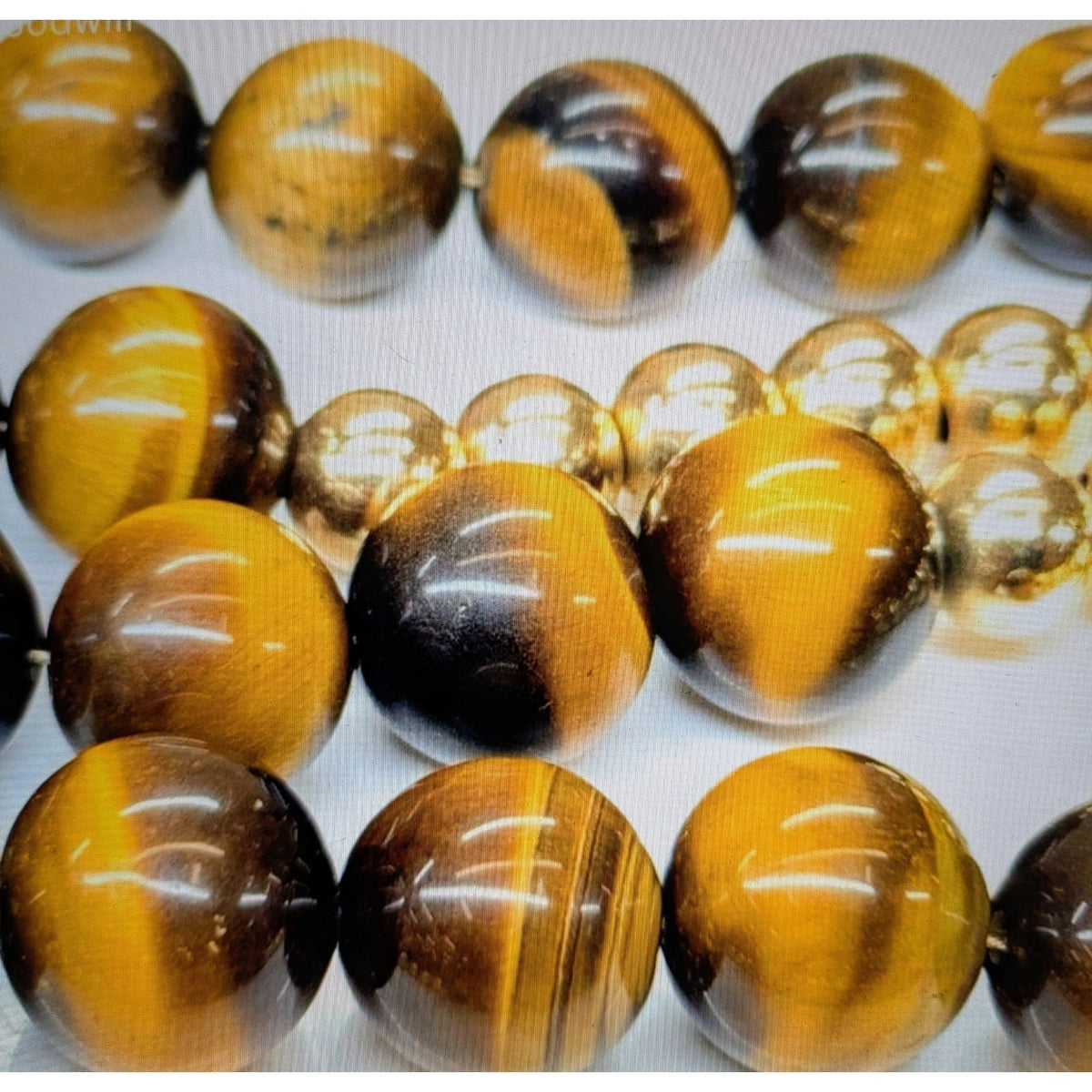 Vintage 14K Yellow Gold Tiger's Eye Stone Bead 24" Necklace 64.92g