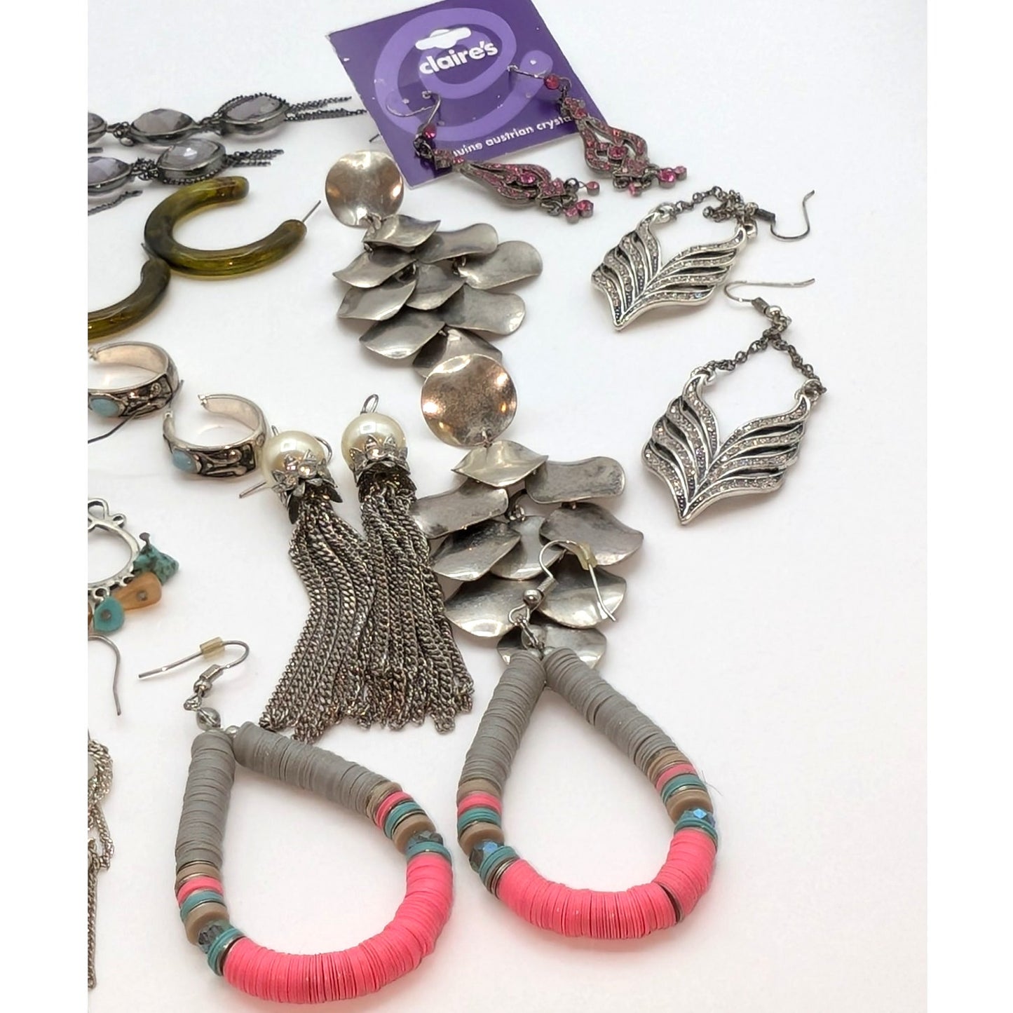 Lot of 18 Pair of Boho Silver Tone Theme Earrings