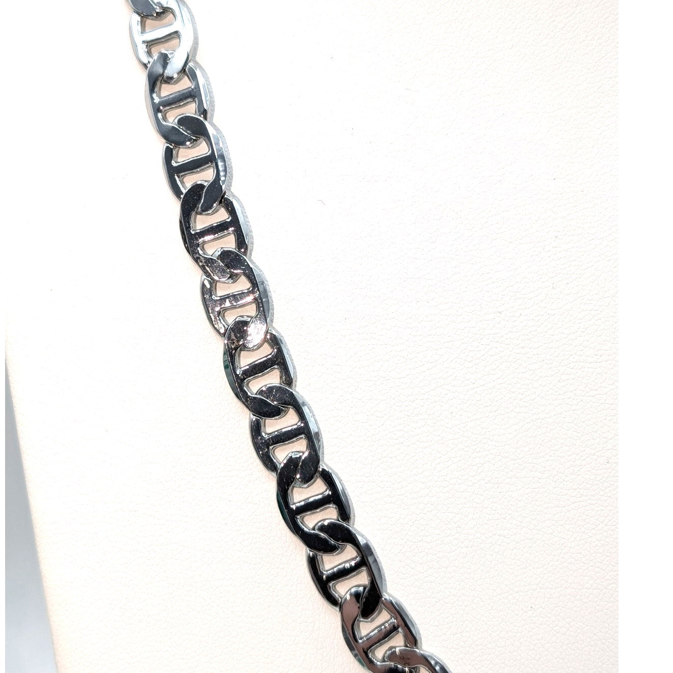 Marked 14KGP (White Gold Plated) Mariner's Chain Lobster Claw Clasp 23" Necklace
