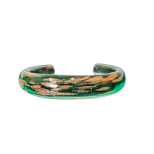 Murano Glass Green Bronze Sparkle Cuff Bracelet