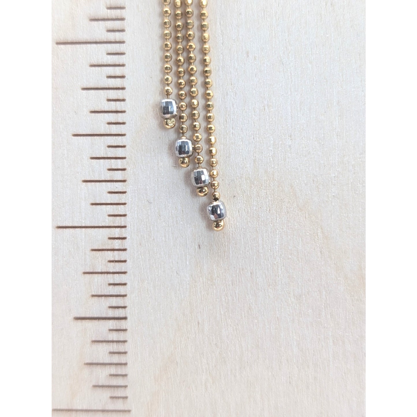 18K Gold Marked RCI Graduated Chain Dangle Two Tone Pierced Earrings 3.71g