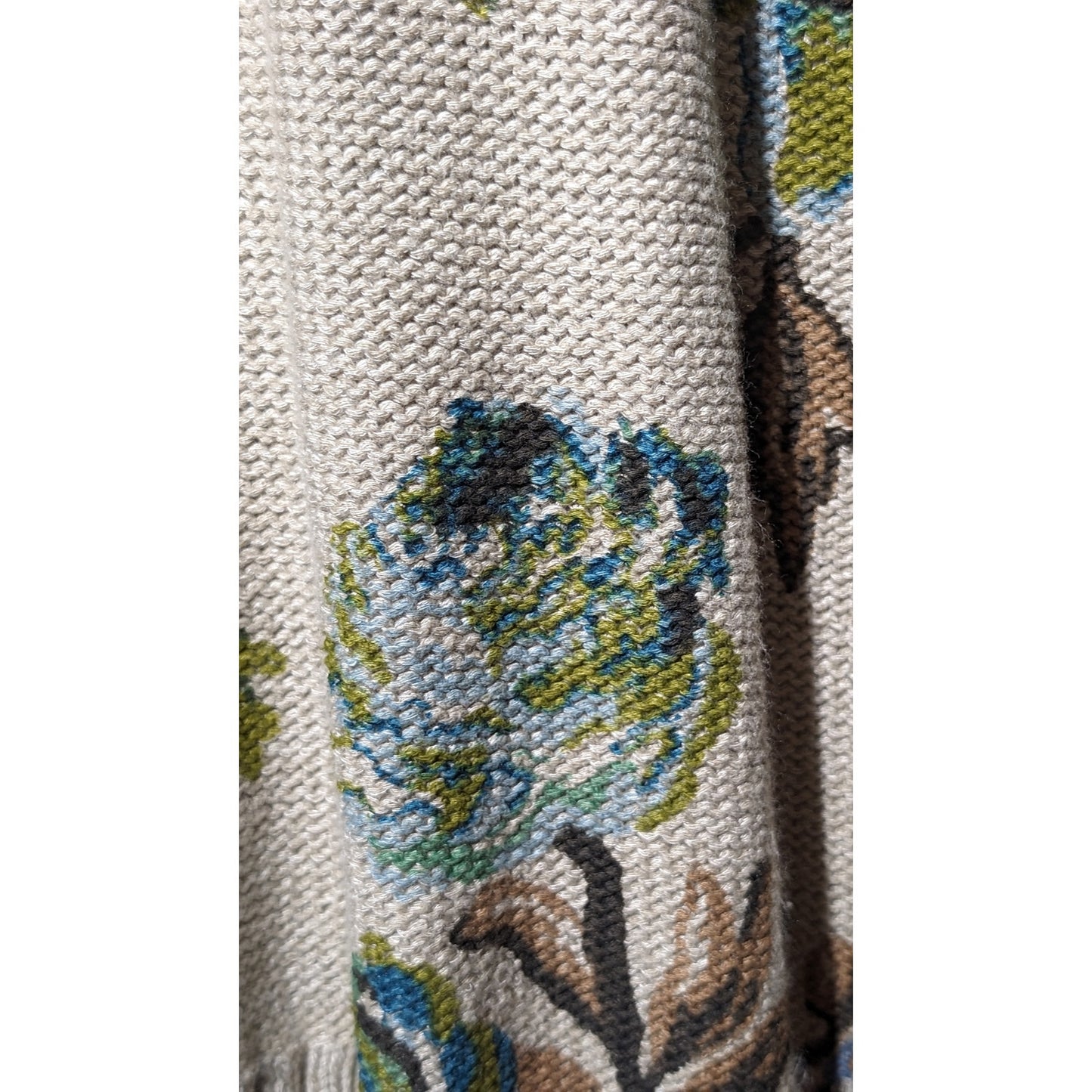 J Jill Beige Floral Cowl Neck Long Sleeve Tunic Sweater Womens Sz XS