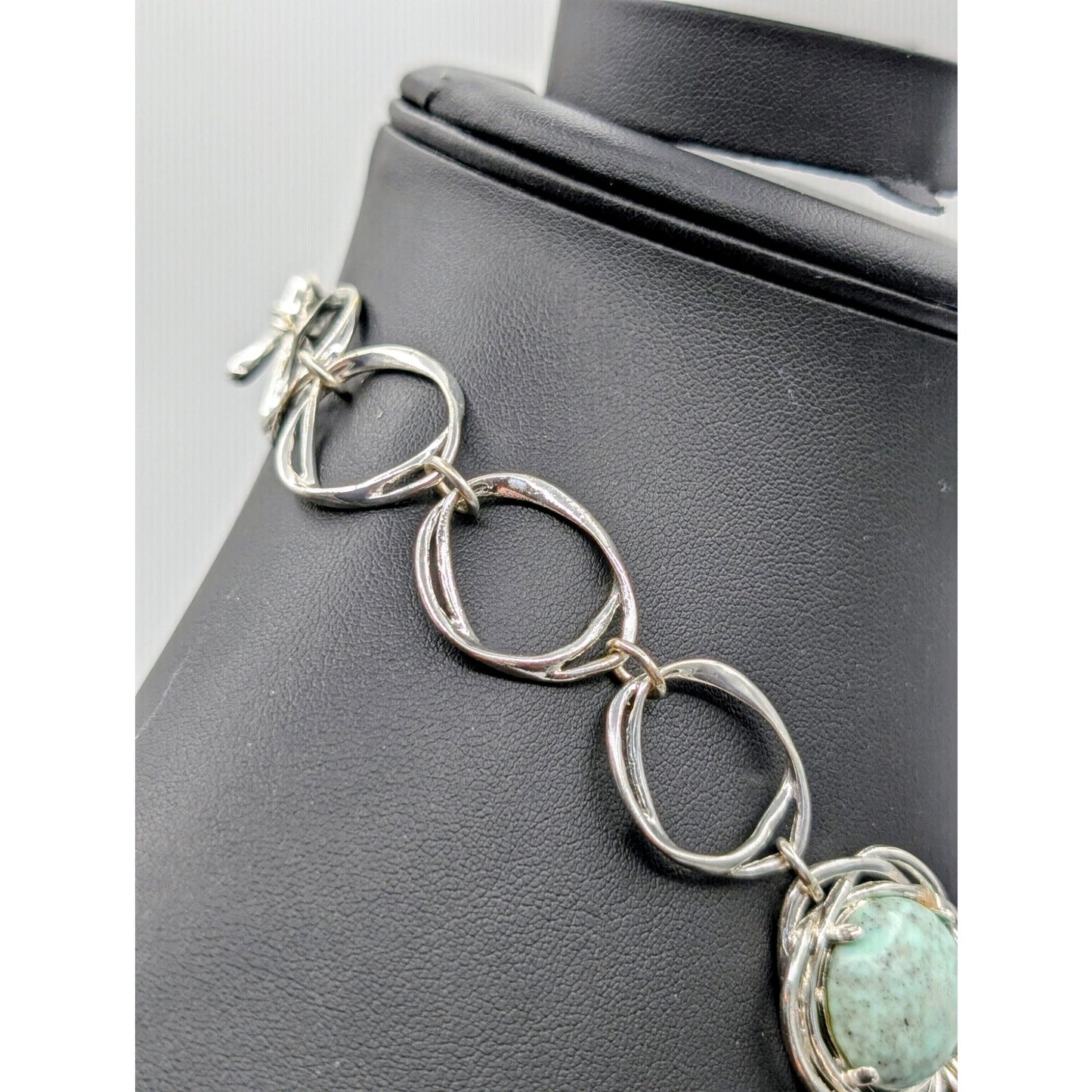Etienne Aigner Bellini Turquoise Silver Tone Toggle Clasp 17.5"-18.5" Necklace