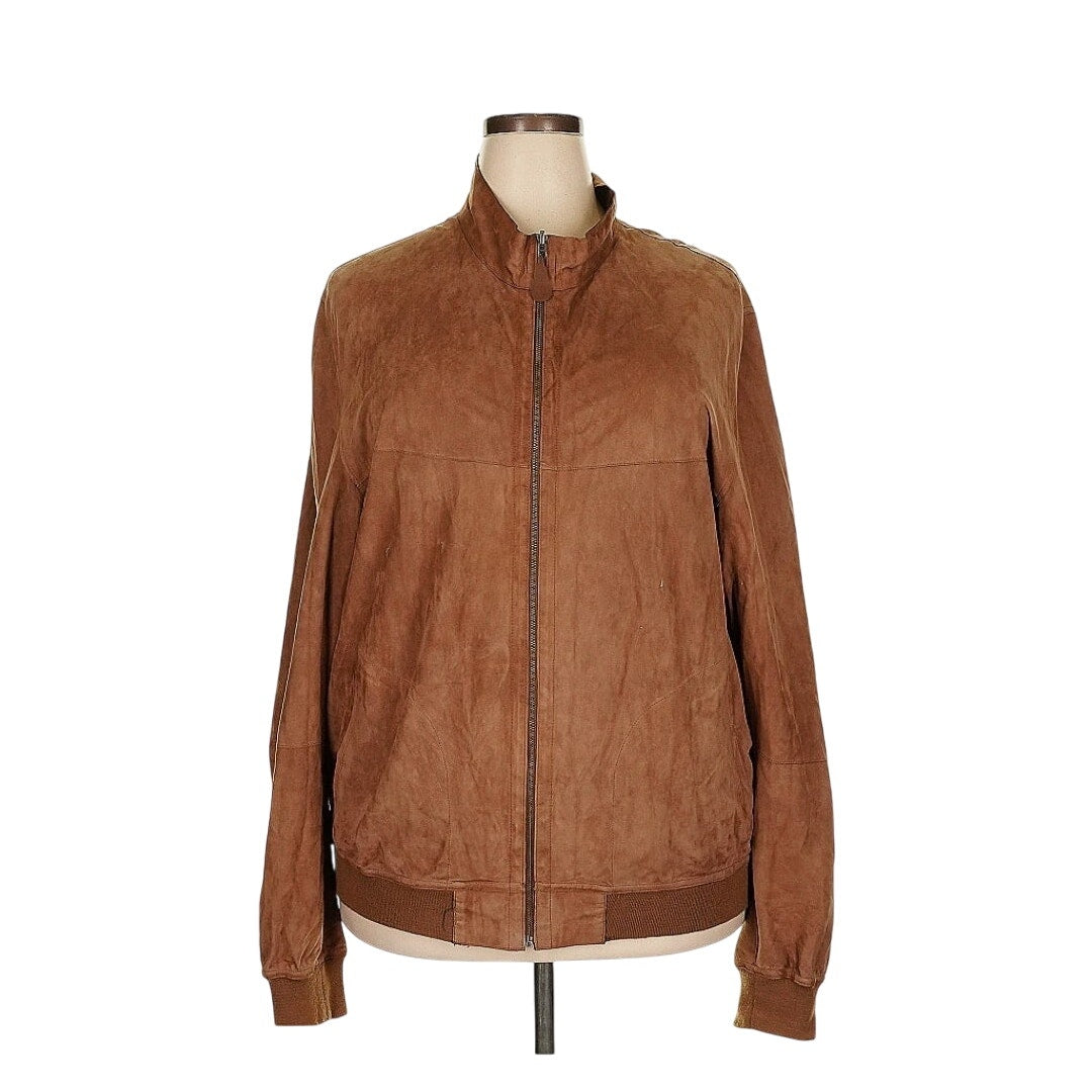 Made in Turkey Reversible Faux Suede Faux Leather Lightweight Bomber Jacket 3XL