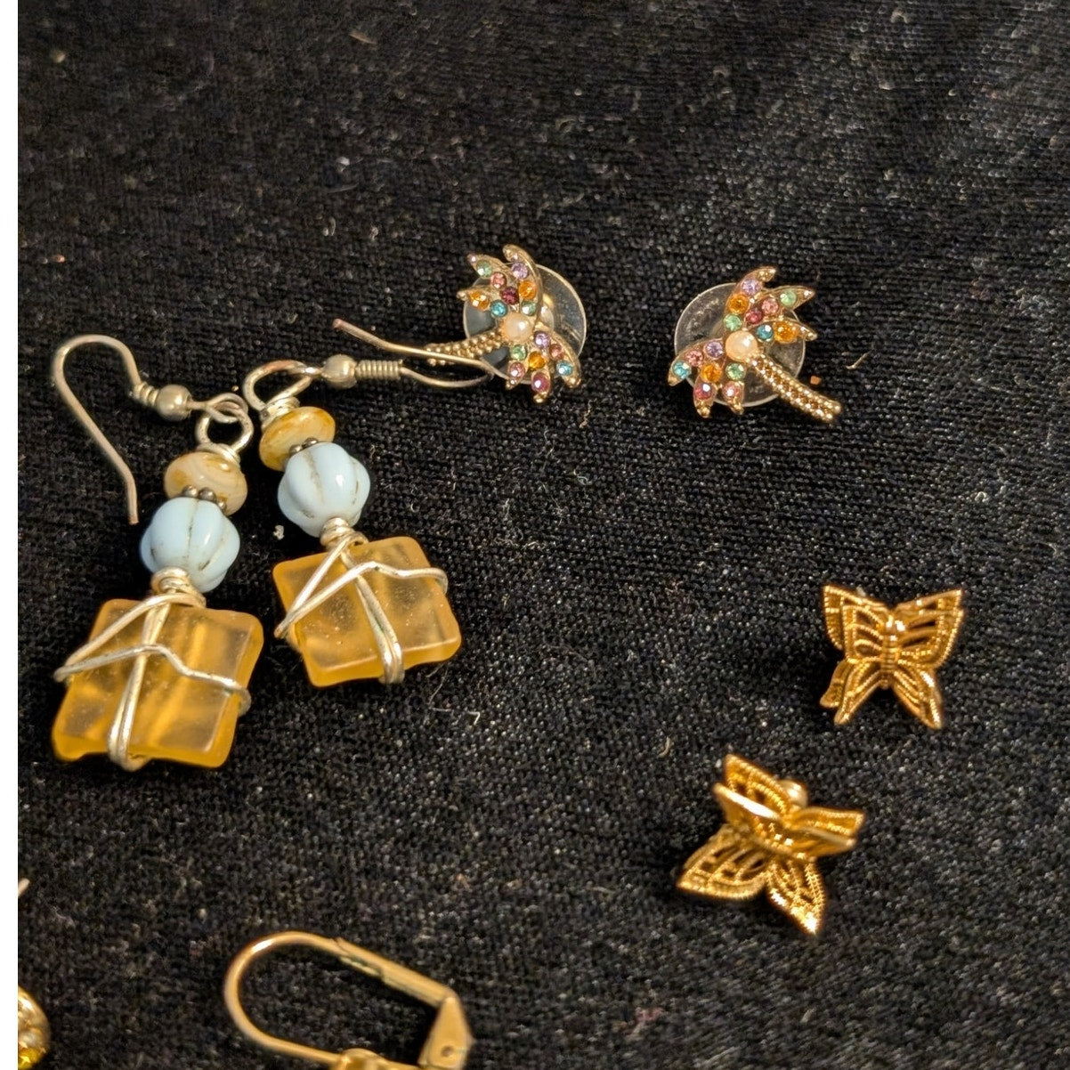 Lot of Eight Pair Gold Tone Pierced Earrings