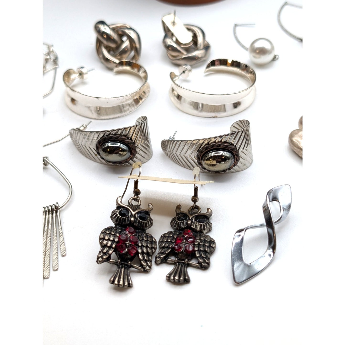 Lot of Ten Pair Silver Tone Pierced Earrings