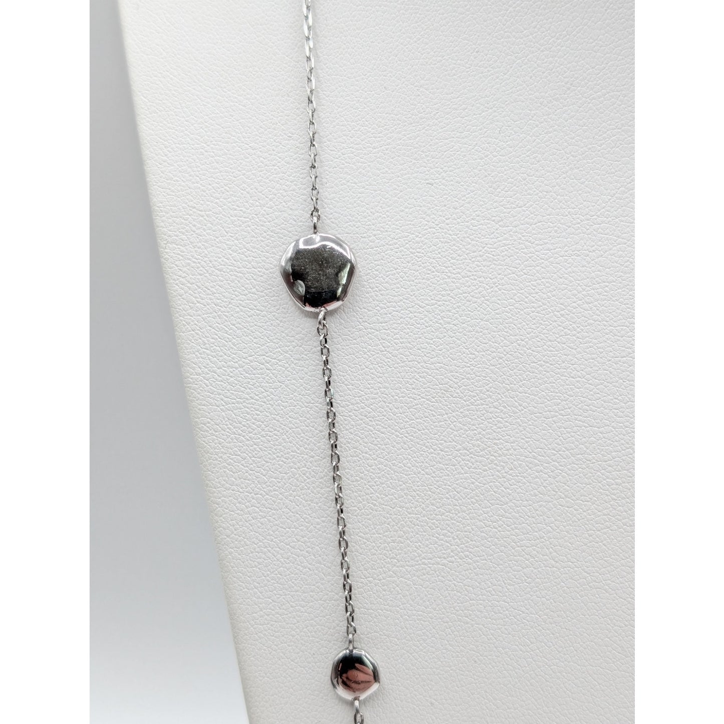 925 Sterling Silver Disk Bead Station 32" Chain Necklace