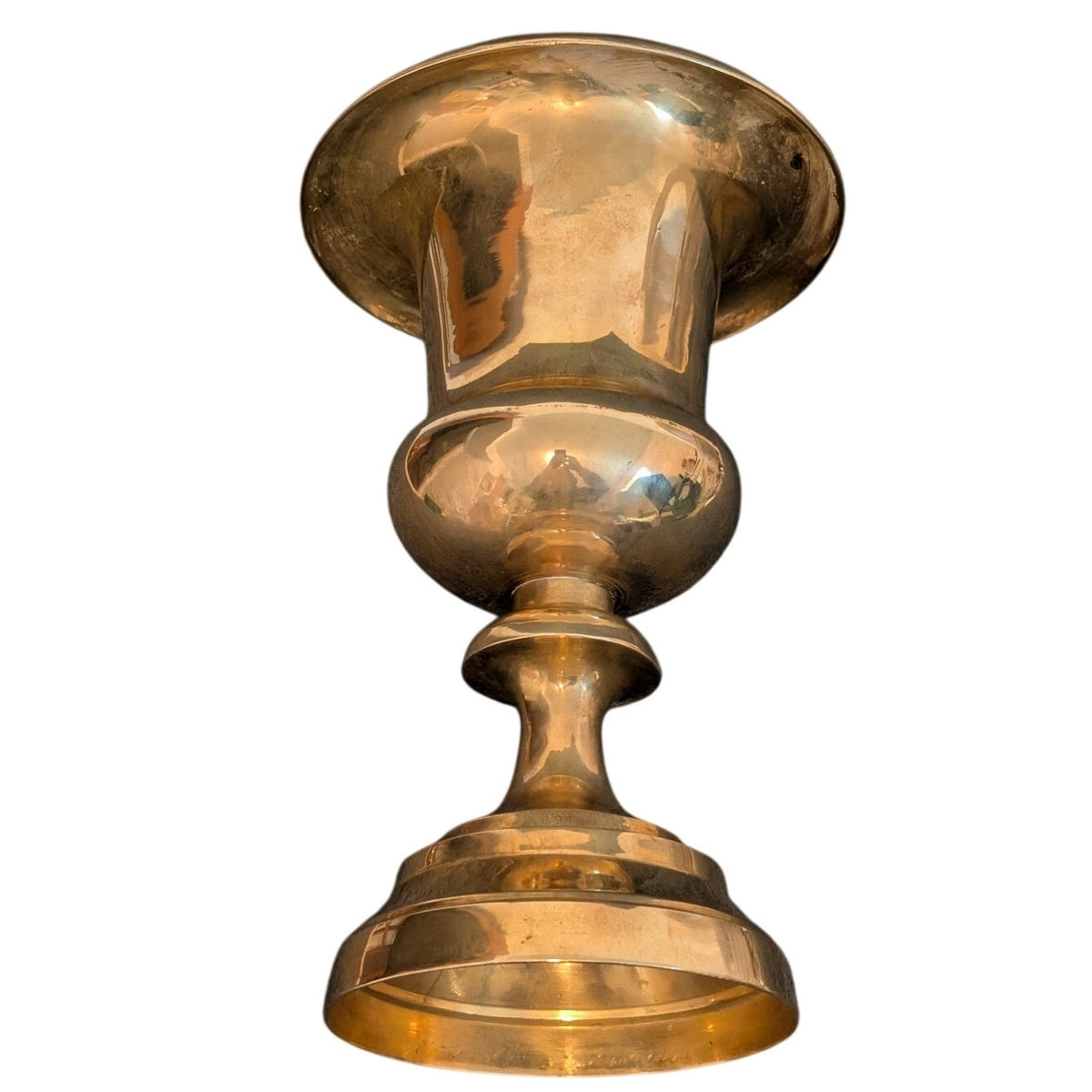 Vintage Made in India MCM 12" Tall Heavy Brass Urn Planter/Vase