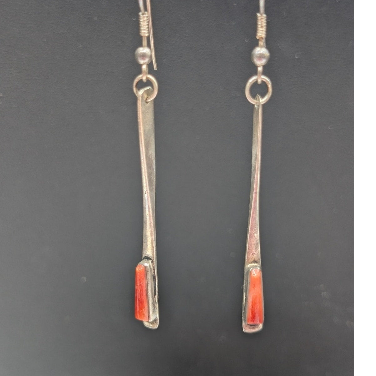 Vintage Southwestern 925 Sterling Silver Spiny Oyster Dangle Earrings