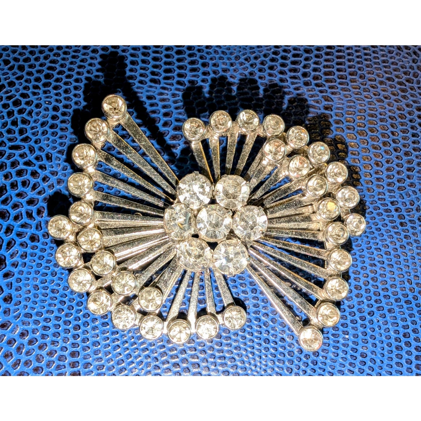 Vintage Retro Silver Tone Rhinestone Brooch