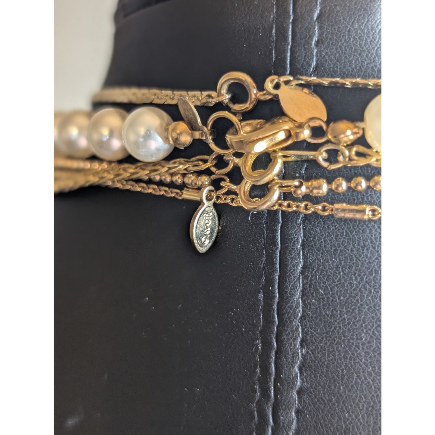 Lot of Layering Gold Tone Pearl Charm Necklaces