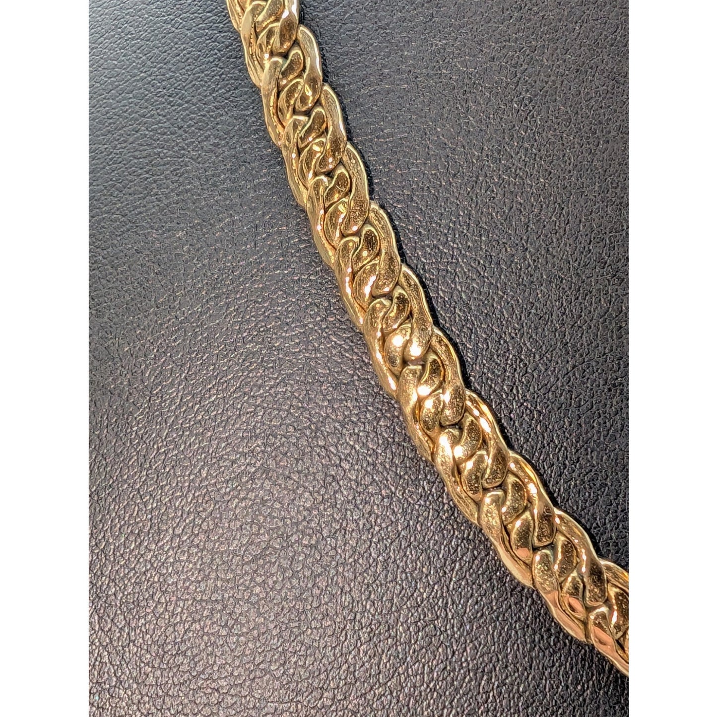 Vintage Braided Flat Herringbone Shiny Gold Tone 18" Necklace