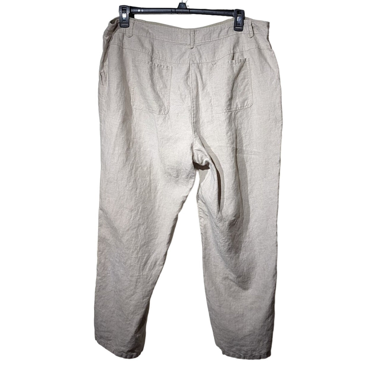 Charter Club Allison Fit Cropped 100% Linen Ecru Roll Tab Pant Womens Sz 18W
