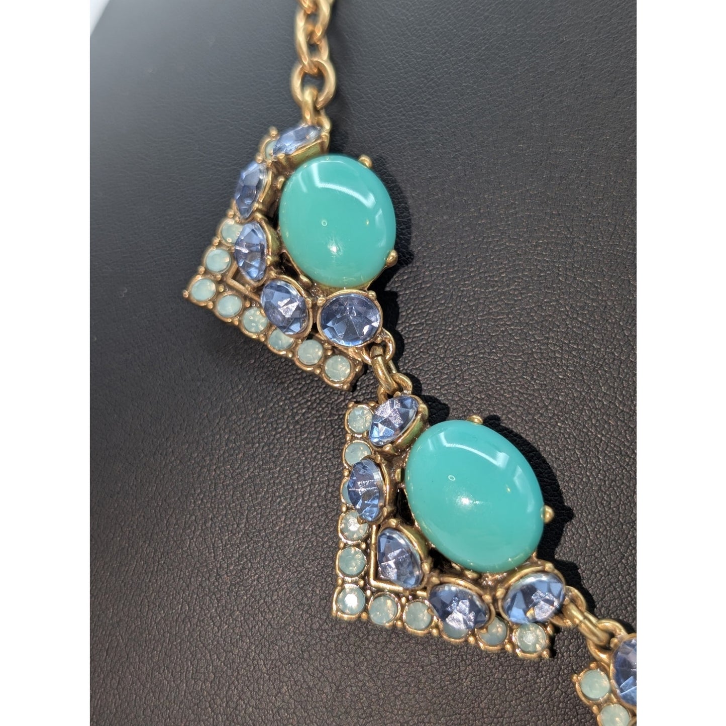 Stella & Dot Rory Blue Stones Lavender Crystal Gold Tone Statement Necklace