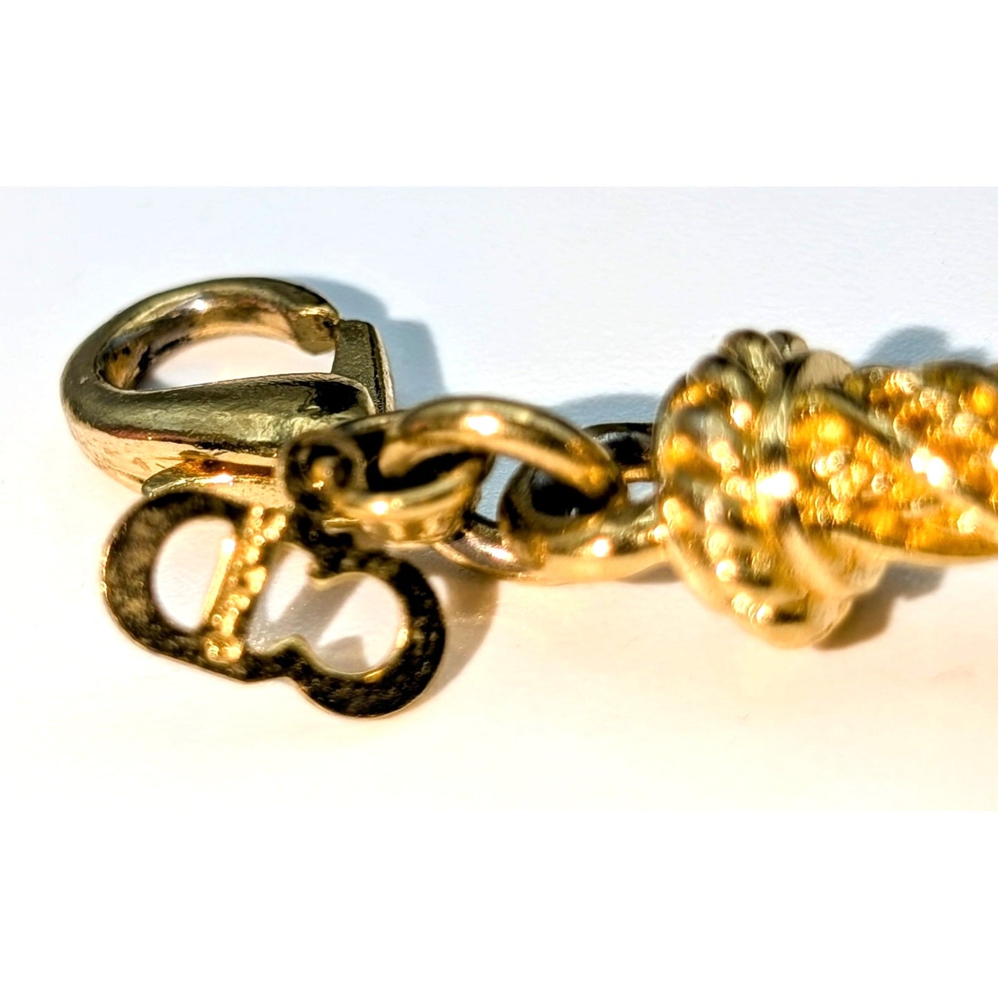 Christian Dior Vintage Gold Plated Twisted Link Crystal Accent Chain Bracelet